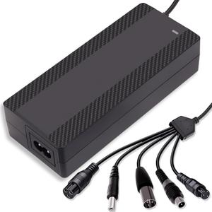 29.4V 2A Lithium Battery Charger, 5-in-1 Universal Plug Smart Charger for 24V 25.2V 25.6V 7S Lithium Battery Packs, Compatible with E-Scooters and Electric Devices, UL FCC CE Certified