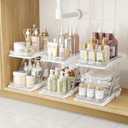 3 Pack Bathroom Organizers and Storage - Multi-Purpose,2-Tier Clear Pull Out Organization for Bathroom,Under Sink,Kitchen,Vanity,Countertop,Cabinet,Pantry & Medicine Cabinet,White