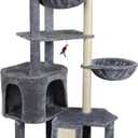 Wang Xin Four Layer Big Cat Tree with Huge Cat Condo and Two Hammocks Scratch Pad, Grey, Large 