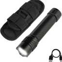 KunHe Rechargeable Flashlight Handheld Flashlights Tactical Flashlight with Belt Holster Bright LED Duty Flash Light with 4 Modes Long Lasting IPX7 Water Resistant