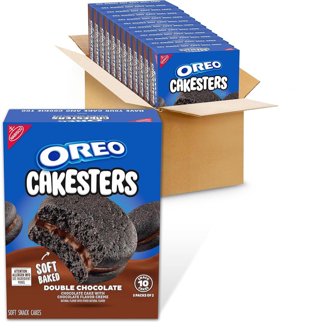OREO Cakesters Double Chocolate Soft Snack Cakes, 12-5 Count Boxes (60 Total Snack Packs), BB Date: 09/22/25
