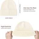 2 x ZOORON 1&2 Unisex Thick Knitted Beanie for Men Women Cuffed Plain Hat Winter Slouchy Ski Beanies (Black/Milk White)