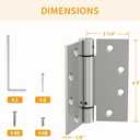 6 Pack Self Closing Door Hinges, 4.5" x 4.5" Spring Loaded Hinges with Square Corners, Adjustable Tension for Garage, Front Door, Back Door, for Left and Right Hand Door, UL Listed