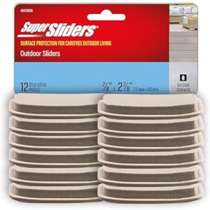Super Sliders 12 Pack  2.87" x 0.87" Rectangle Self-Stick Furniture Sliders for Carpet & Outdoor Surfaces  Durable Plastic Sliders for Chairs, Tables & Patio Furniture, Beige Super Sliders 12 Pack  2.87" x 0.87" Rectangle Self-Stick Furniture Sliders for Carpet & Outdoor Surfaces  Durable Plastic Sliders for Chairs, Tables & Patio Furniture, Beige
