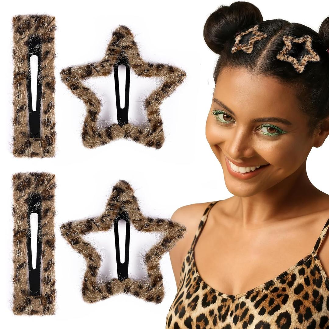 2 x Teenitor 4Pcs Hair Clips Star Hair Clips, Hair Accessories, Snap Hair Clips For Women Girls