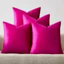 GIGIZAZA Set of 4 Hot Pink Throw Pillow Covers 18x18 Soft Velvet Pillow Covers Modren Decorative Pillows Covers Couch Sofa Living Room Pillowcase