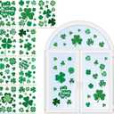 4 x 4Es Novelty 115 PCS St. Patricks Day Window Clings (9 Sheets)  Green Shamrock Window Clings for Glass, St Patricks Day Window Decorations & Irish Home Decor
