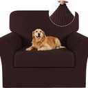 Turquoize 2 Piece Chair Covers Chair Slipcovers for Living Room Armchair Sofa Covers Chair Couch Cover with Arms Washable Furniture Protector for Chairs Feature Thick Jacquard Fabric (Chair, Brown)