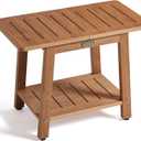 HDPS Shower Bench Seat, Waterproof Poly Lumber Shower Stool, Bathroom Chair with Adjustable Feet, Non-Slip, No Maintenance, Brown