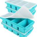 Ztomine Silicone Freezer Tray With Lid - Silicone Freezer Food Molds- Large Ice Cube Tray,4-Pack Silicone Freezer Container,Freeze & Store Soup, Sauce, Broth,Leftovers - Makes 4 Perfect 1 Cup