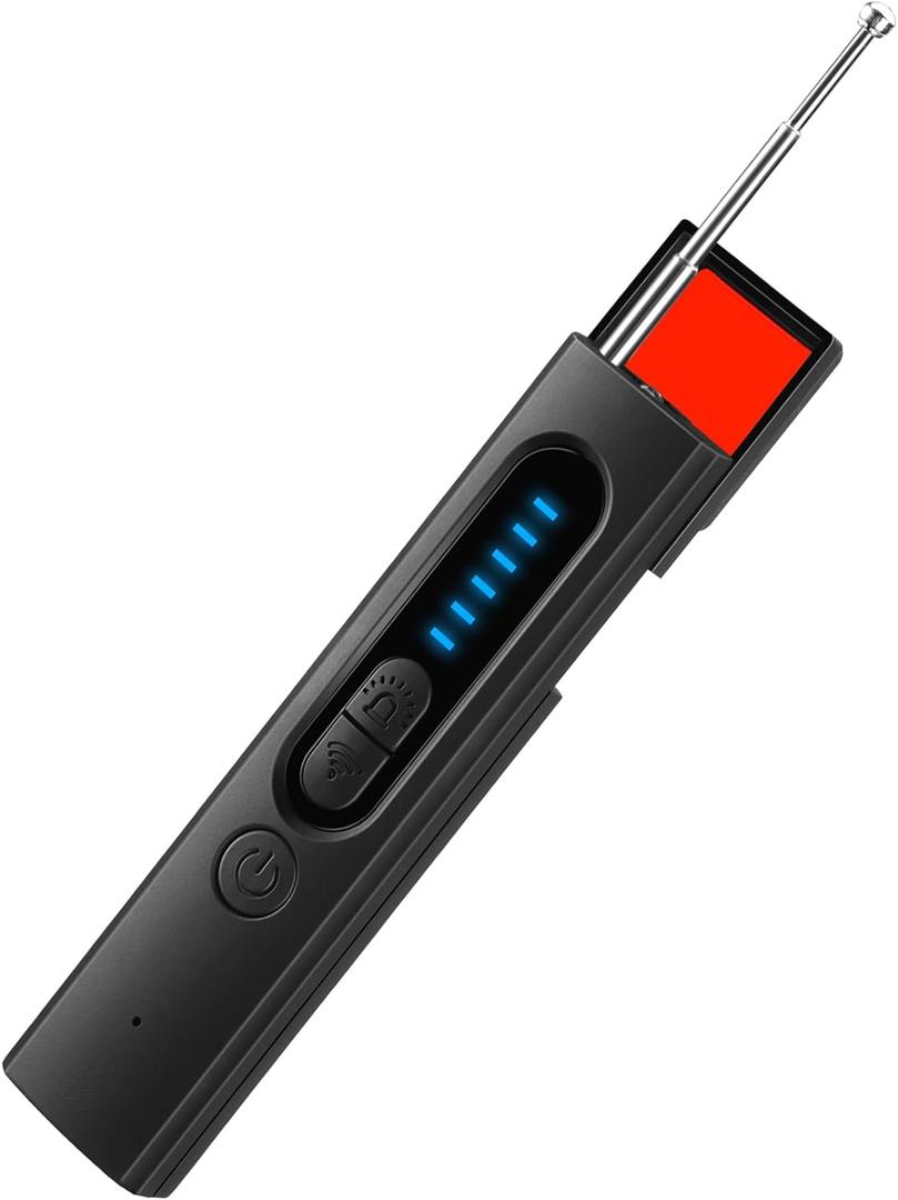 Hidden Camera Detectors, Listening Device Detector, GPS Tracker Detector, Anti-Spy Detector, Bug Detector Electronic Sweeper, RF Signal Detector, 5 Levels Sensitivity 4 Modes, 30H Working Time Black