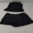 Tankini Swimsuits with Shorts - Two Piece Tummy Control Bathing Suits High Neck Swimwear with Two Side Pockets (Medium, Black)