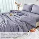 PERFEMET 5-Piece Purple Bed in A Bag Queen Size Boho Cute Grayish Purple Pom Pom Comforter Set with Sheets Soft Lightweight Girls Bedding Set(Grayish Purple, Queen)