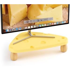 AFOOYO Cute Monitor Stand Riser, Cheese-Shaped Sturdy Desktop Computer Stand Wood Yellow Monitor Riser for Laptop, PC, Computer, Yellow