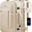 Travel Backpack, 50L Expandable Extra Large Laptop Backpack, Carry On Backpack Water Resistant Business Suitcase Daypack Bag Fits 17 Inch Laptops, Travel Gifts for Men Women, Beige (XXL-(20''x13''x10''))