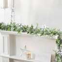 6ft Mistletoe Christmas Garland, Artificail Berry Garland Snowy Olive Christmas Garland for Home Winter Holiday Mantel Table Fireplace, Stairs Railing Decoration