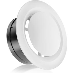 HG Power 8 Inch Soffit Vent, Adjustable Air Vent Cover, ABS Round Ceiling Vent Covers for Living Room, Attic, Bathroom, Kitchen, Ventilation Use, White - Opening Size 7.32"