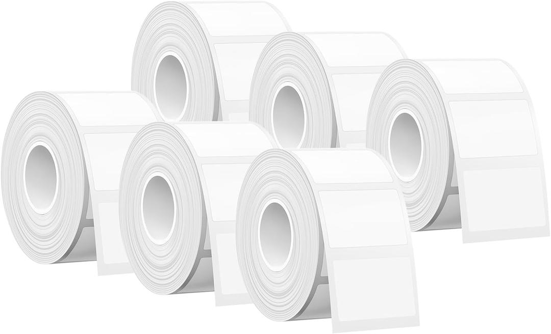 SUPVAN T50M Series Label Maker Tape, 6 Rolls 1.18'' 0.78'' (30mm 20mm) 360 Labels/Roll Genuine Laminated Thermal Label Tape, Waterproof Oilproof Highly Adhesive Auto Detect Labels, Black on White