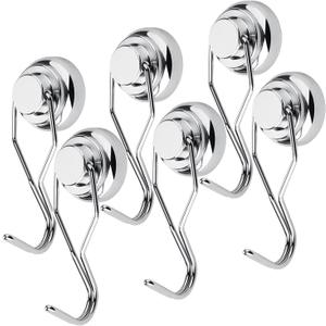 6 Pack Magnetic Swivel Swing Hooks, 60lb Strong Heavy Duty Neodymium Magnet Hooks - Use for Cruise Motor Home Kitchen Office Garage Hanging