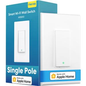 meross Smart Light Switch Supports Apple HomeKit, Siri, Alexa, Google Assistant & SmartThings, 2.4GHz Wi-Fi Light Switch, Neutral Wire Required, Single Pole, Remote Control Schedule, 1 Pack