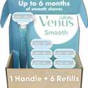 Gillette Venus Smooth Women's Razor 1 Handle + 6 Refills with Soft-Grip Gel Handle
