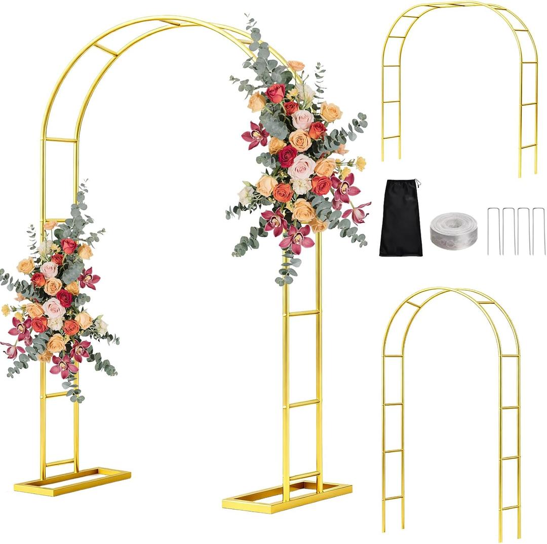 Arch Backdrop Stand,6.6FTx3.5FT Metal Pergola Arbors,Gold Garden Wide Arbors and Arches Trellis for Climbing Plants Outdoor,Assemble Freely 3 Sizes for Party or Garden Decoration