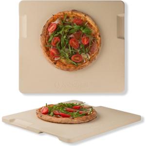 Large Pizza Stone, 16"x14" Rectangular Pizza Stone for Oven Grill BBQ, Baking Stone for Pizza Bread, Unique Built-in 4 Handles Cooking Stone, 16" x 14" x 0.67"