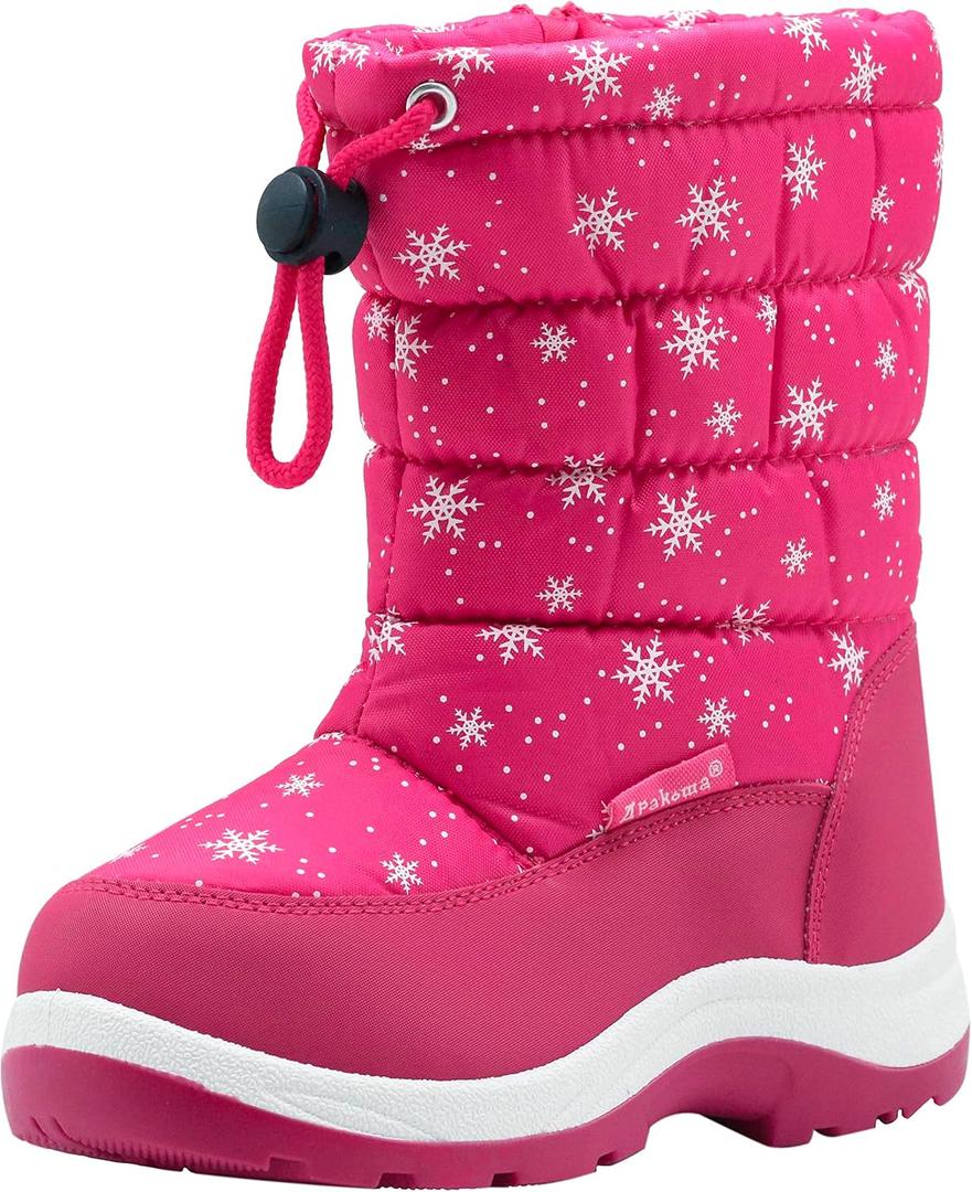 Apakowa Kid's Girls Cold Weather Snow Boots (Toddler/Little Kid) (Peach), 26