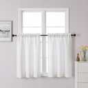 Chyhomenyc Bennet 24 Inch Short Curtains Half Window Curtains for Bedroom, Faux Linen Textured Small Cafe Curtains, Light Filtering Camper Curtains for RV Window, 30x24 Inch, 2PCS, Natural