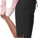Women's 10" Cotton Bermuda Shorts - Jersey Long Sweat Knee Length Athletic Lounge Walking Summer Shorts with Zip Pocket (Medium, Black)