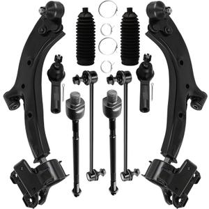 Front Lower Control Arm w/Ball Joint fit for Honda CR-V 2007 2008 2009 2010 2011, Suspension Kit with Inner Outer Tie Rod End w/Steering Boot Sway Bar Link - 10pc Set