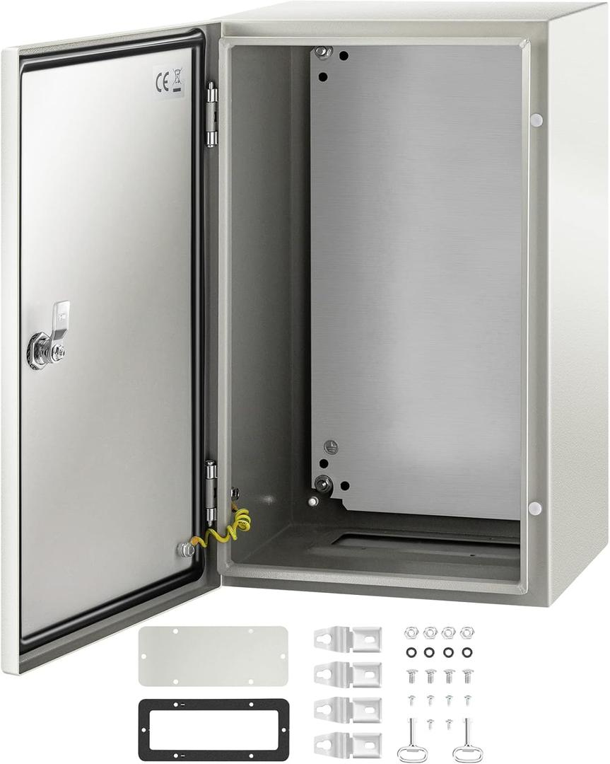 VEVOR NEMA Steel Enclosure, 20 x 12 x 10'' NEMA 4X Steel Electrical Box, IP66 Waterproof & Dustproof, Outdoor/Indoor Electrical Junction Box, with Mounting Plate