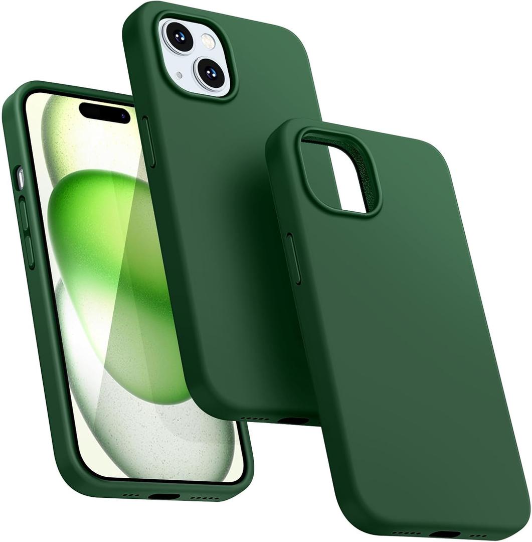 Dssairo for iPhone 15 Case,Liquid Silicone Slim Shockproof Protective iPhone 15 6.1 inch Phone Case [Microfiber Lining] (Alpine Green)