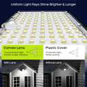 JACKYLED Solar Lights Outdoor with Motion Sensor, 113LED Cool White Solar Flood Lights, Waterproof Dusk to Dawn Solar Powered Security Spot Lights for Porch Patio Yard Garage, 1 Pack (Black)