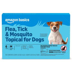 Amazon Basics Preventative Flea, Tick & Mosquito Topical Treatment for Medium Dogs (11-20 pounds), 6 Count