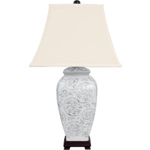 Red Lantern Ivory Vines Porcelain Lamp