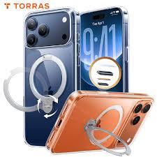 TORRAS Q3 Spin for iPhone 17 Pro Case, Patented 360 Magnetic Stand, Fit for MagSafe, Built-in Ring Holder Kickstand, Military Grade Protective Phone Case for iPhone 17 Pro, Camera Control, White