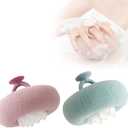 Super Soft Sunflower Suction Cup Bath Ball, 2-in-1 Sponge Mesh Pouf Shower Ball, Sunflower Bath Ball Exfoliating Bath Sponge Cleaning Brush (Blue and Purple)