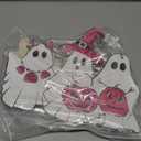 2 x Kigley Pink Halloween Front Door Decoration Hey Boo Ghost Wooden Sign, 15.35 x 12.60 inches