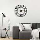 HAITANG 16 Inch Large Wall Clock for Living Room Decor, Black Metal Silent Non Ticking Battery Operated Modern Vintage Decorative Clock for Bedroom