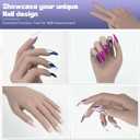Practice Hand for Acrylic Nails, Flexible Bendable Fake Hand with Adjustable Stand, Nail Training Kit Mannequin Hand for Beginners & Nail Artists(Dark skin tone)