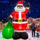 14 Ft by 8.5 Ft Giant Christmas Inflatable Black Santa Holding Gift Bag, African American Christmas Decorations, Blow up Xmas Decor Built in LED Lights for Yard Lawn Garden