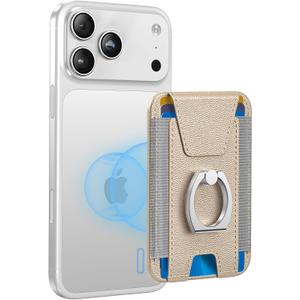 ExtreLife For Magsafe Wallet with Grip, 6-Card Holder, Stronger Magnetic Card Wallet Holder for iPhone 17/16/15/14/13/12 Series, Leather Magnetic Phone Wallet with Privacy Flap, Desert Titanium Gold