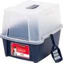 IRIS USA Cat Litter Box, Litter Box Enclosure with Scoop and Front Door Flap, Covered Kitty Litter Box for Privacy, Portable, Easy to Clean, Navy