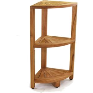 AquaTeak 12" Kai-Petite Teak Corner Shelf Stand - Shower Stand with 3 Tier Shelf for Bathroom - Durable Water Resistant Shower Organizer - Space-Saving Storage Shelves with Anti-Slip Feet, 12" X 12" X 26.5"