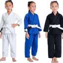 JUST YEARN Kids BJJ GI, Youth IBJJF Childrens Students Brazilian Jiujitsu Gi kimono Pre-washed Fabric (M0, Black)