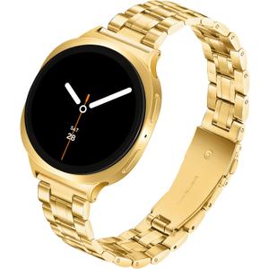 Slim Metal Band for Samsung Galaxy Watch 8 Band 40mm 44mm/Galaxy Watch 8 Classic Band 46mm Women Men, Stainless Steel Thin Dressy Replacement Bracelet Strap for Samsung Watch 8 Bands-Gold