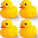 Vinsot 4 Pcs 7 Inches Large Yellow Rubber Ducks Large Bath Squeak Duck Float Bath Toy for Birthday Party Favors Gift Summer Beach Pool Baby Shower Activity Carnival Game Party Decoration