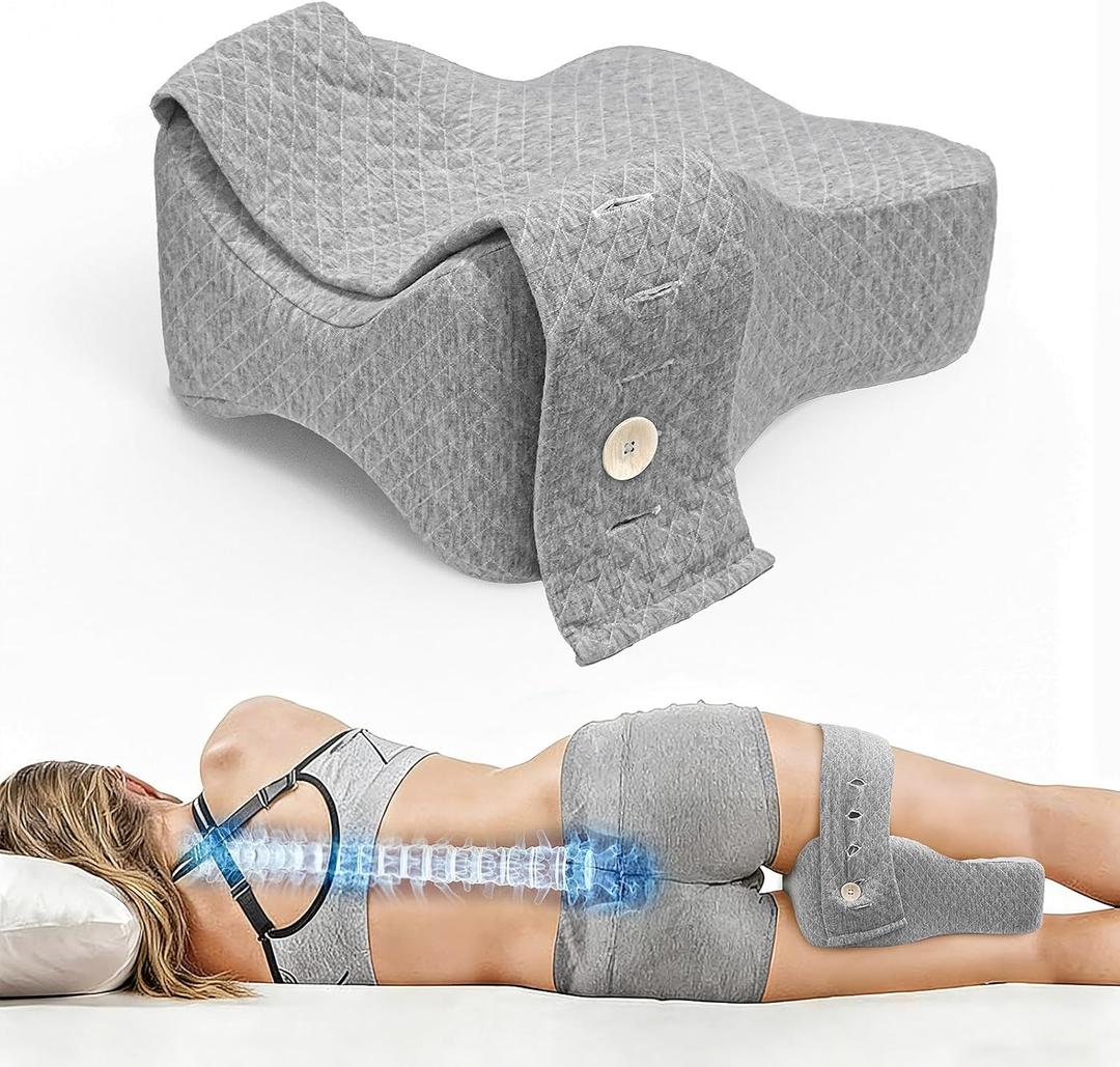 Knee Pillow for Side Sleepers, Memory Foam Leg Pillow for Sleeping Blood Circulation & Elevating Spine Aligning, Relief for Sciatica, Back, HIPS, Knees, Joints, Support for Surgery Recovery