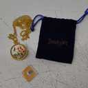 JewelryWe Vintage Pocket Watch for Women Classic Gold Plated Round Analog Quartz Clock Pendant Necklace Watches with Chain for Christmas